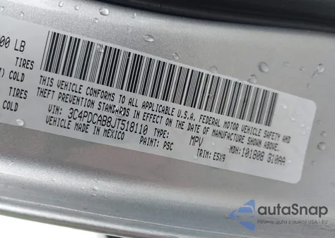 2018 Dodge Journey Se из США, поврежденный, VIN 3C4PDCAB8JT518110